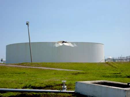 damaged storage tank